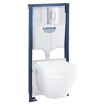 GROHE RAPID SL závěsné WC s montážním prvkem GROHE RAPID SL, Rimless splachování, SoftClose sedátko, chromové tlačítko