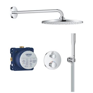 GROHE GROHTHERM sprchový set s podomítkovou termostatickou baterií, horní sprcha, ruční sprcha, hadice, držák, chrom