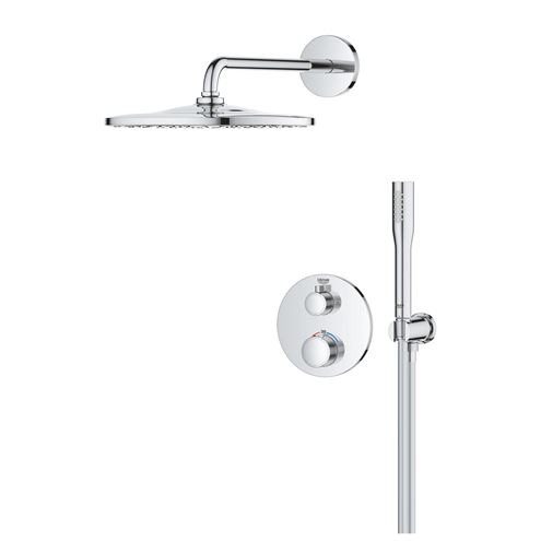 GROHE GROHTHERM sprchový set s podomítkovou termostatickou baterií, horní sprcha, ruční sprcha, hadice, držák, chrom 34869000 Obrázek - fotka