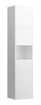 LAUFEN BASE vysoká skříňka 35x33,5x165 cm, 2 dvířka, 1 police, panty vlevo, Push-open, lesklá bílá