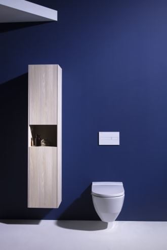 LAUFEN BASE vysoká skříňka 35x33,5x165 cm, 2 dvířka, 1 police, panty vlevo, Push-open, lesklá bílá H4027011102611 Obrázek - fotka