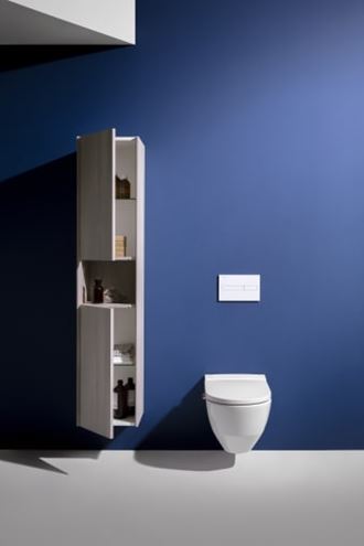 LAUFEN BASE vysoká skříňka 35x33,5x165 cm, 2 dvířka, 1 police, panty vlevo, Push-open, lesklá bílá H4027011102611 Obrázek - fotka