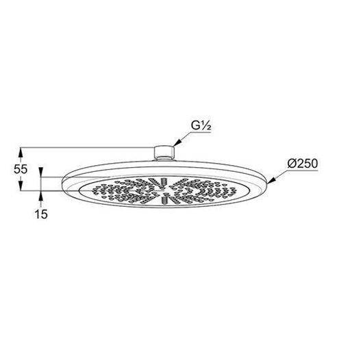 KLUDI FRESHLINE horní sprcha pr. 250 mm, chrom 6751105-00 Technický nákres