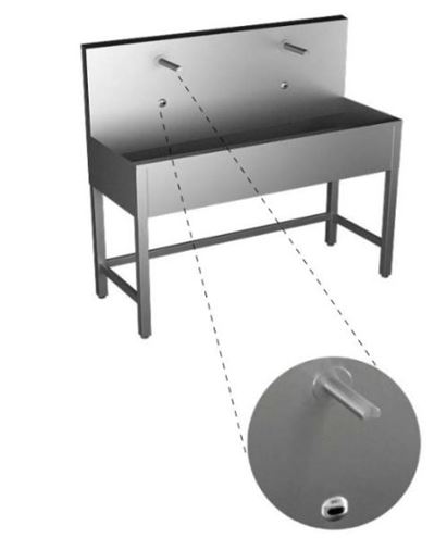 SANELA mycí žlab 125 cm, na podlahu, 2 termostatické senzorové baterie, napájení ze sítě, antivandal, nerez SLUN 50ET Obrázek - fotka