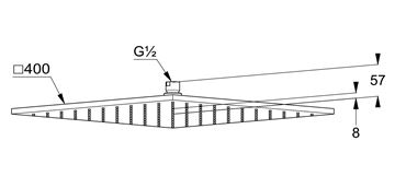 KLUDI A-QA horní sprcha 400x400 mm, chrom 6444005-00 Technický nákres