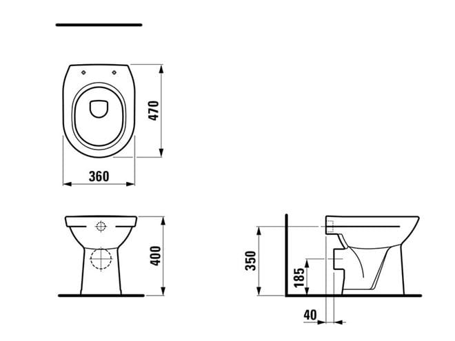 LAUFEN PRO stacionární WC, zadní odpad H8219560000001 Technický nákres