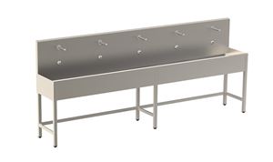 SANELA mycí žlab 300 cm, na podlahu, 5 senzorových baterií, napájení ze sítě, antivandal, nerez