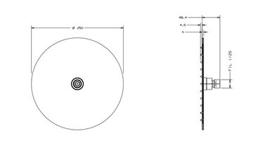 CONCEPT 300 FLAT horní sprcha pr. 250 mm, chrom PM10007/CO Technický nákres