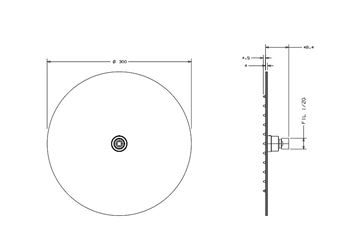 CONCEPT 300 FLAT horní sprcha pr. 300 mm, chrom PM10008/CO Technický nákres