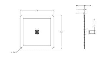 CONCEPT 300 FLAT horní sprcha 250x250 mm, chrom PM10009/CO Technický nákres