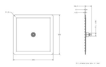 CONCEPT 300 FLAT horní sprcha 300x300 mm, chrom PM10010/CO Technický nákres