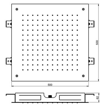 SANJET horní sprcha 500x500 mm, nerez E044024 Technický nákres
