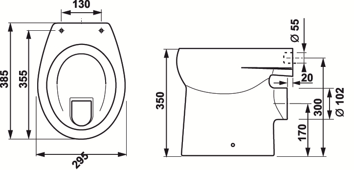 JIKA BABY dětské stacionární WC, zadní odpad H8220360000001 Technický nákres