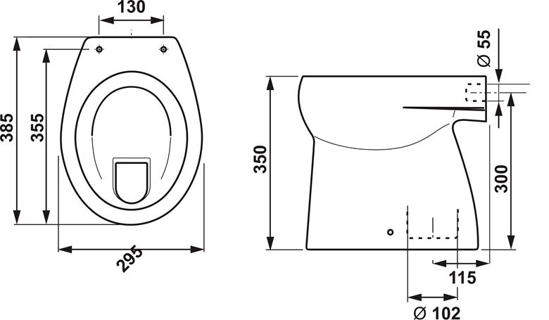JIKA BABY dětské stacionární WC, spodní odpad H8220370000001 Technický nákres