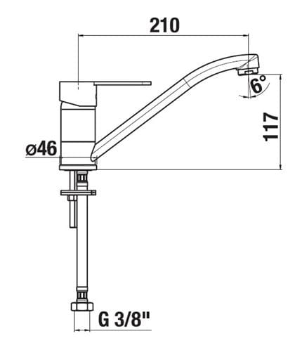 JIKA ENYO umyvadlová baterie, chrom H3512G10042301 Technický nákres