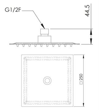 SANJET FLAT horní sprcha 250x250 mm, nerez A579CM25 Technický nákres
