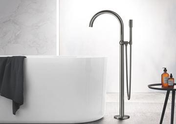 GROHE ATRIO vanová baterie na podlahu, s přepínačem, se sprchovou soupravou, kartáčovaný hard graphite 24368AL0 Obrázek - fotka