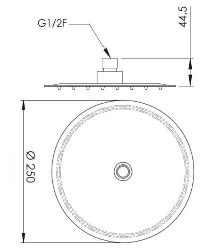SANJET FLAT horní sprcha pr. 250 mm, nerez A578CM25 Technický nákres