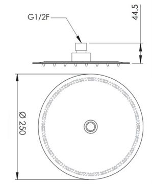 SANJET FLAT horní sprcha pr. 250 mm, nerez A578CM25 Technický nákres