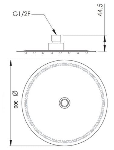 SANJET FLAT horní sprcha pr. 300 mm, nerez A578CM30 Technický nákres