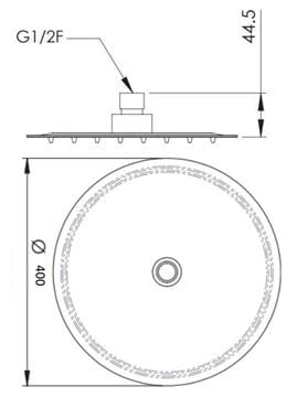SANJET FLAT horní sprcha pr. 400 mm, nerez A578CM40 Technický nákres