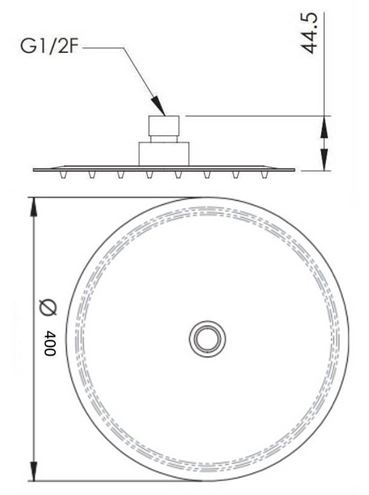 SANJET FLAT horní sprcha pr. 400 mm, nerez A578CM40 Technický nákres