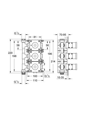 GROHE RAPIDO C podomítkové těleso DN15 35031000 Technický nákres