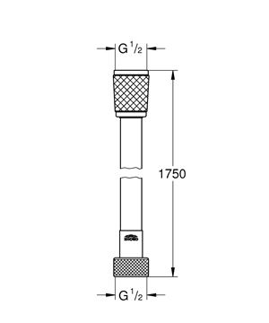 GROHE RELEXAFLEX sprchová hadice 1750 mm, hladká, AntiFold, chrom 28154002 Technický nákres