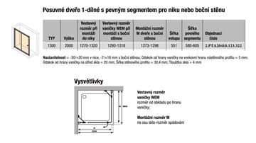CONCEPT 100 BLACK EDITION sprchové dveře 130x200 cm, posuvné, černá/čiré sklo PTA20410.123.322 Technický nákres