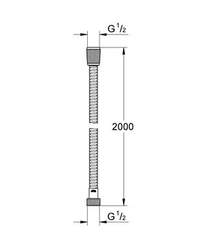 GROHE RELEXAFLEX METAL sprchová hadice 2000 mm, AntiFold, kov, chrom 28140001 Technický nákres