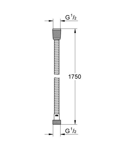 GROHE RELEXAFLEX METAL sprchová hadice 1750 mm, AntiFold, kov, chrom 28139001 Technický nákres