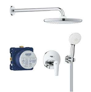 GROHE BAUEDGE sprchový set s podomítkovou baterií, horní sprcha, ruční sprcha se 2 proudy, hadice, držák, chrom
