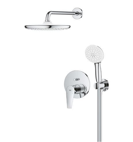 GROHE BAUEDGE sprchový set s podomítkovou baterií, horní sprcha, ruční sprcha se 2 proudy, hadice, držák, chrom 25290000 Obrázek - fotka