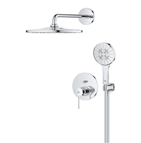 GROHE ESSENCE NEW sprchový set s podomítkovou baterií, horní sprcha, ruční sprcha se 3 proudy, hadice, držák, chrom 25287000 Obrázek - fotka