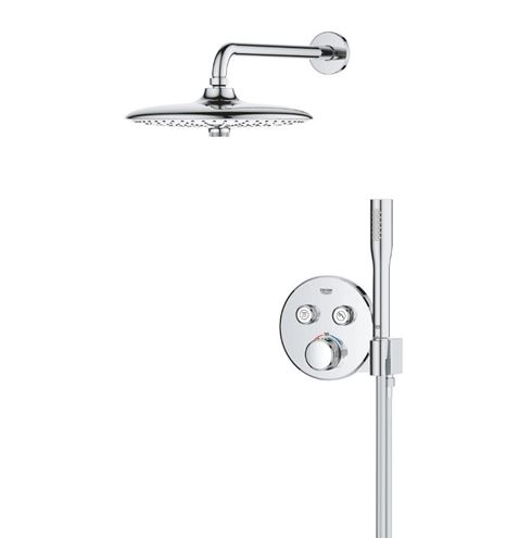 GROHE GROHTHERM SMARTCONTROL sprchový set s podomítkovou termostatickou baterií, horní sprcha, ruční sprcha se 3 proudy, hadice, držák, chrom 34867000 Obrázek - fotka