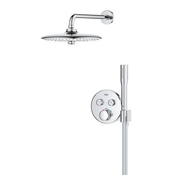 GROHE GROHTHERM SMARTCONTROL sprchový set s podomítkovou termostatickou baterií, horní sprcha, ruční sprcha se 3 proudy, hadice, držák, chrom 34867000 Obrázek - fotka