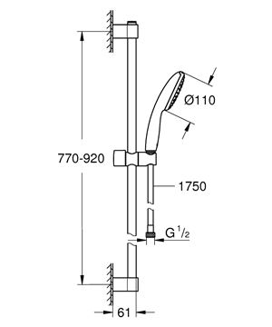 GROHE TEMPESTA 110 sprchová souprava 3-dílná, ruční sprcha pr. 110 mm, tyč, hadice, chrom 27854003 Obrázek - fotka