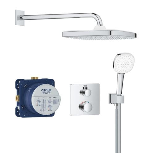 GROHE GROHTHERM sprchový set s podomítkovou termostatickou baterií, horní sprcha, ruční sprcha se 2 proudy, hadice, držák, chrom 34871000 Obrázek - Hlavní obrázek