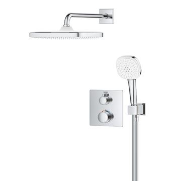 GROHE GROHTHERM sprchový set s podomítkovou termostatickou baterií, horní sprcha, ruční sprcha se 2 proudy, hadice, držák, chrom 34871000 Obrázek - fotka