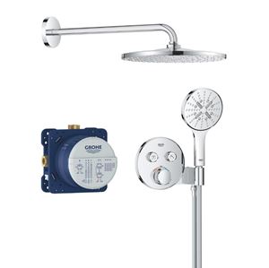 GROHE GROHTHERM SMARTCONTROL sprchový set s podomítkovou termostatickou baterií, horní sprcha, ruční sprcha se 3 proudy, hadice, držák, chrom