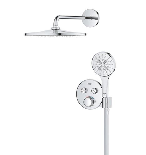 GROHE GROHTHERM SMARTCONTROL sprchový set s podomítkovou termostatickou baterií, horní sprcha, ruční sprcha se 3 proudy, hadice, držák, chrom 34866000 Obrázek - fotka