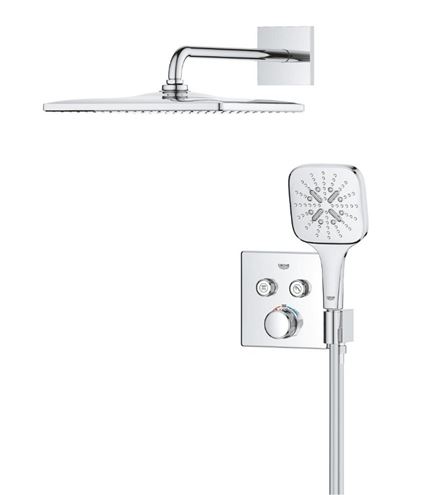 GROHE GROHTHERM SMARTCONTROL sprchový set s podomítkovou termostatickou baterií, horní sprcha, ruční sprcha se 3 proudy, hadice, držák, Water Saving, chrom 34865000 Obrázek - fotka