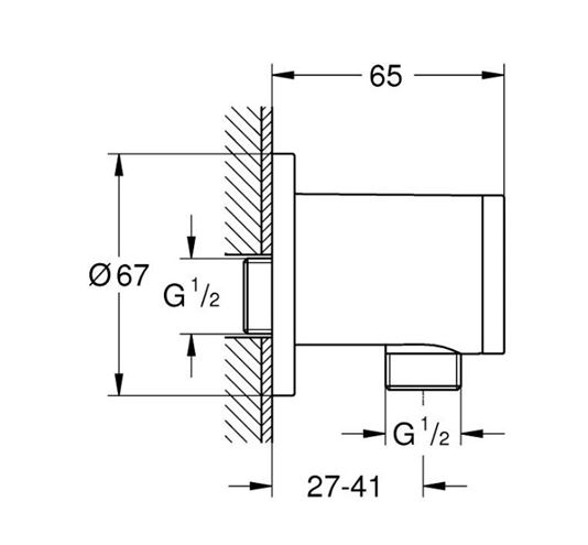 GROHE TEMPESTA nástěnné kolínko, chrom 28680001 Technický nákres