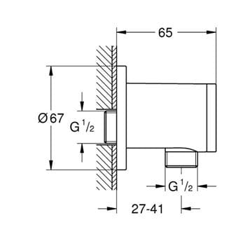 GROHE TEMPESTA nástěnné kolínko, chrom 28680001 Technický nákres