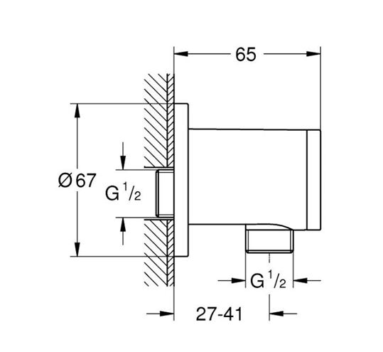 GROHE TEMPESTA nástěnné kolínko, chrom 28671001 Technický nákres
