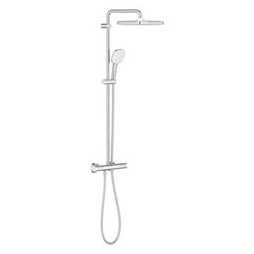 GROHE TEMPESTA SYSTEM 250 CUBE sprchový set s termostatickou baterií, horní sprcha, ruční sprcha se 2 proudy, tyč, hadice, Water Saving, chrom