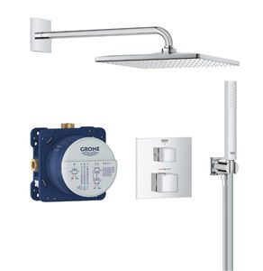 GROHE GROHTHERM CUBE sprchový set s podomítkovou termostatickou baterií, horní sprcha, ruční sprcha, hadice, držák, chrom