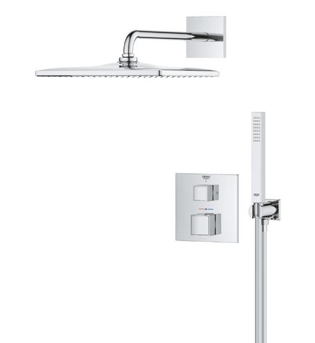 GROHE GROHTHERM CUBE sprchový set s podomítkovou termostatickou baterií, horní sprcha, ruční sprcha, hadice, držák, chrom 34868000 Obrázek - fotka