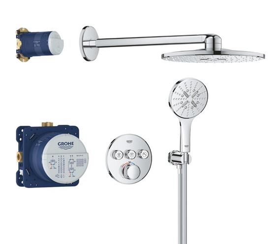 GROHE GROHTHERM SMARTCONTROL sprchový set s podomítkovou termostatickou baterií, horní sprcha, ruční sprcha se 3 proudy, hadice, držák, Water Saving, chrom 34863000 Obrázek - Hlavní obrázek