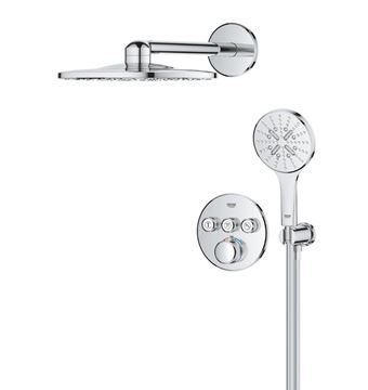 GROHE GROHTHERM SMARTCONTROL sprchový set s podomítkovou termostatickou baterií, horní sprcha, ruční sprcha se 3 proudy, hadice, držák, Water Saving, chrom 34863000 Obrázek - fotka